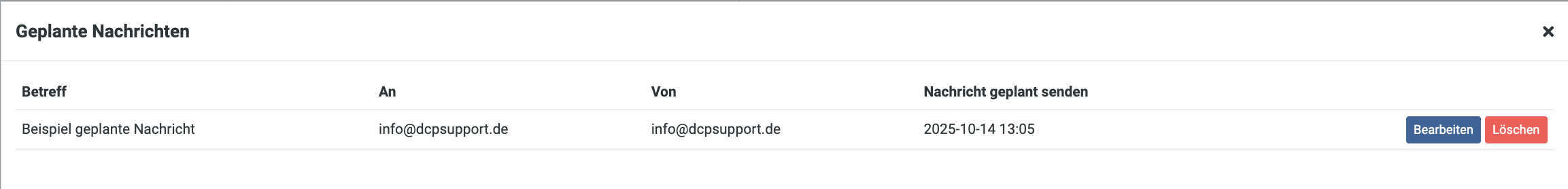 Übersicht der Geplanten Nachrichten